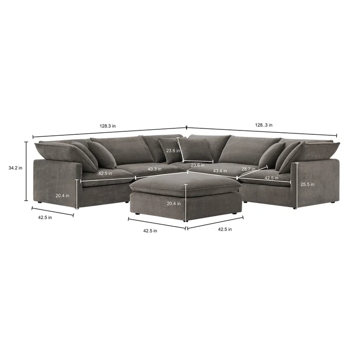 Aiden & Ivy Furniture Mira 6-piece Fabric Modular Sectional
