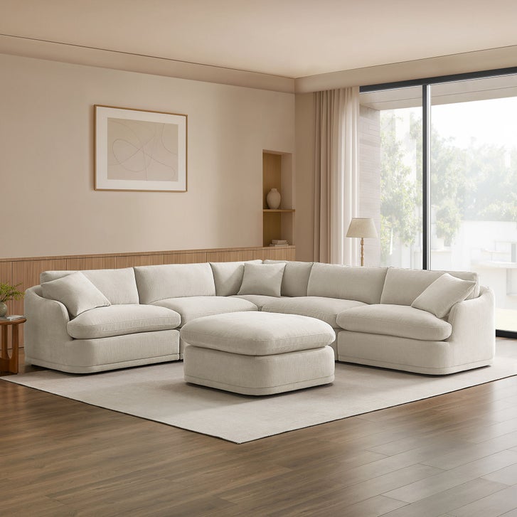 Aiden & Ivy Furniture Hartley 6-piece Fabric Modular Sectional